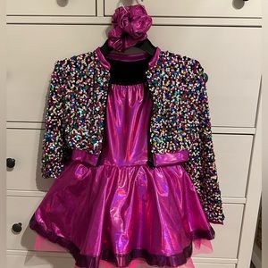 Perfect Barbie outfit! Fuscia pink tutu with matching scrunchies & sequin jacket